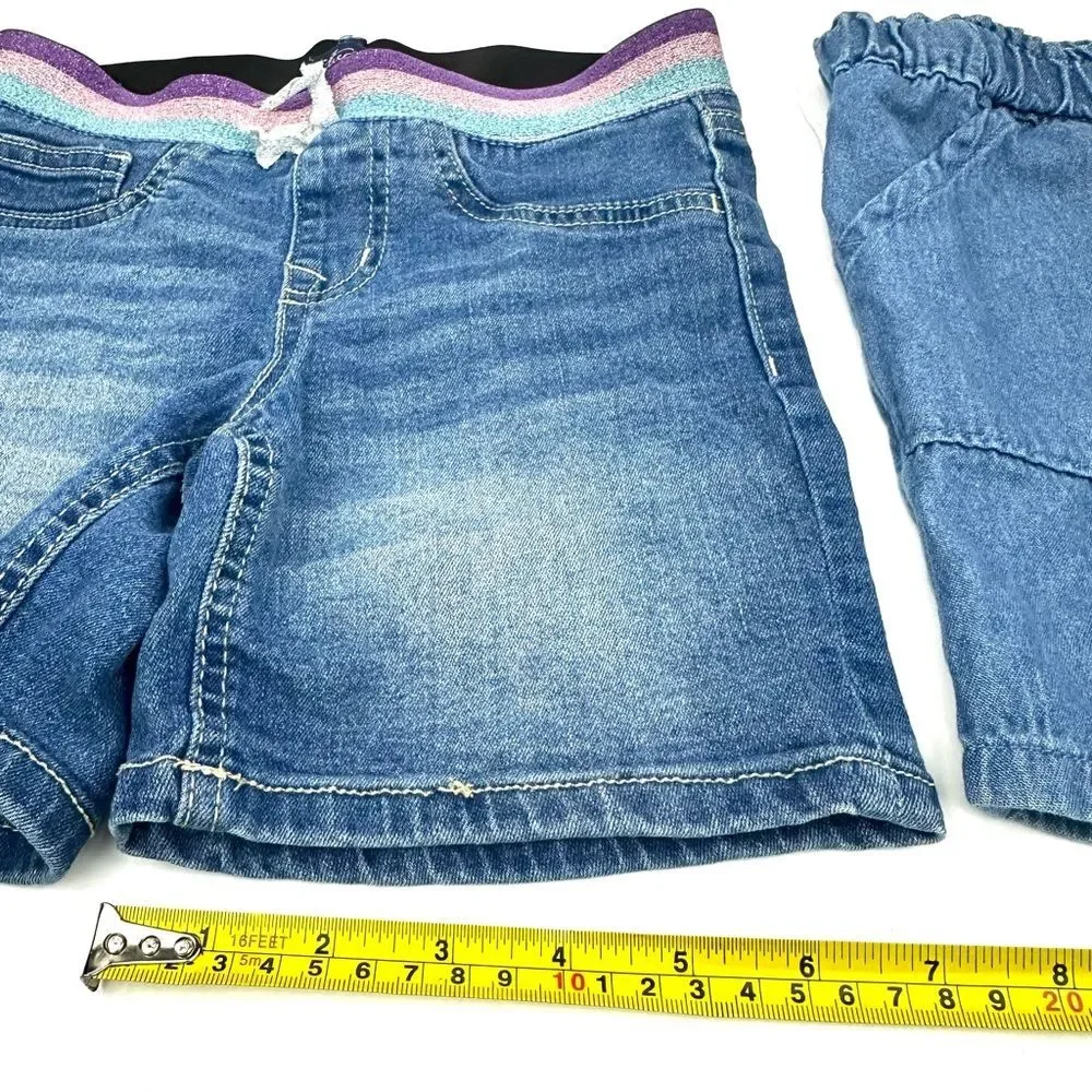 Girls blue jean shorts set of 2 Wonder Nation & Studio V Sz M 7/8